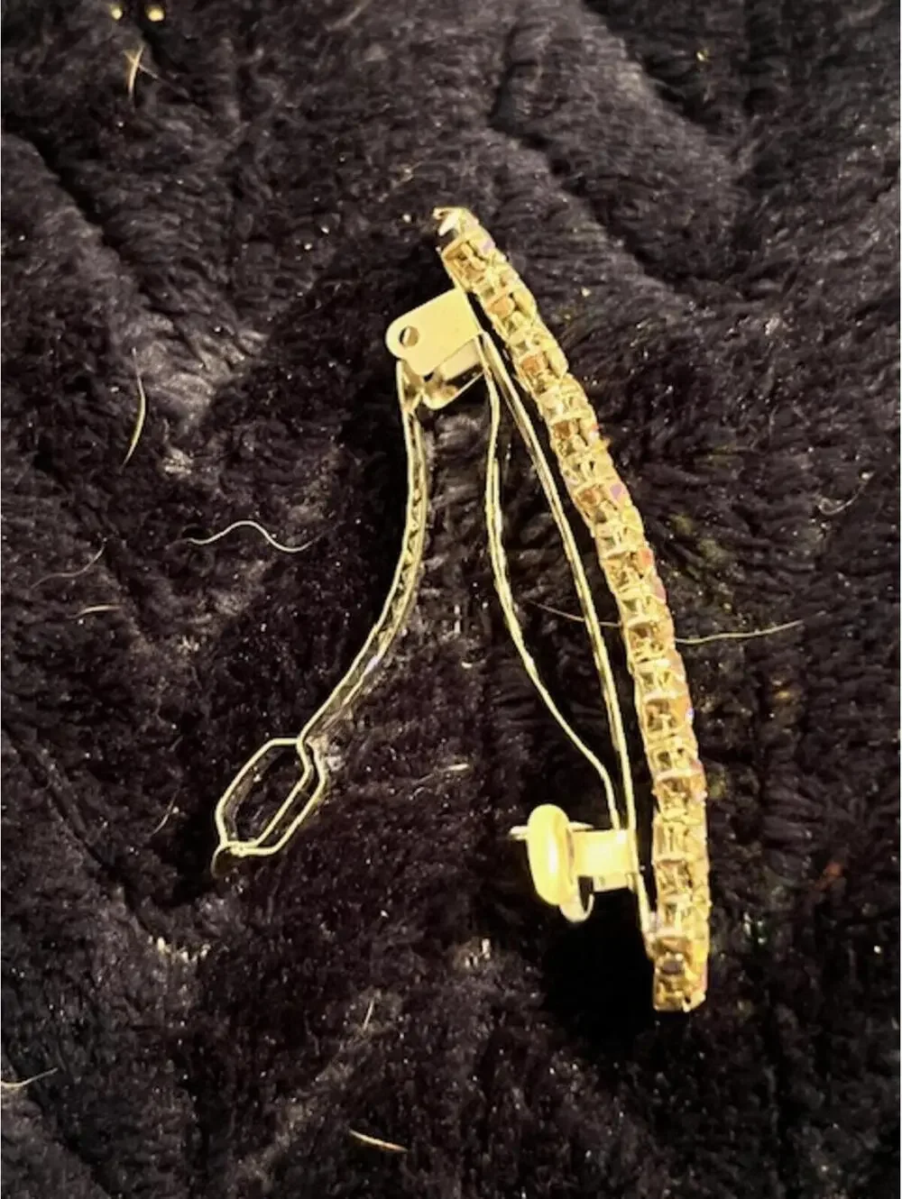 Vintage Gold-Tone Rhinestone Barrette Hair Clip